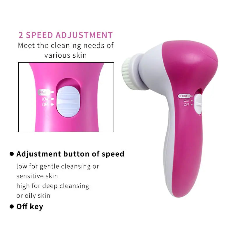 Electric Facial Cleaner 5 in 1 Face Cleansing Brush For Women 