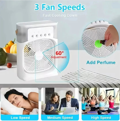 Fan Cooling  Air Cooler with LED Night Light and 5-Hole Humidifier