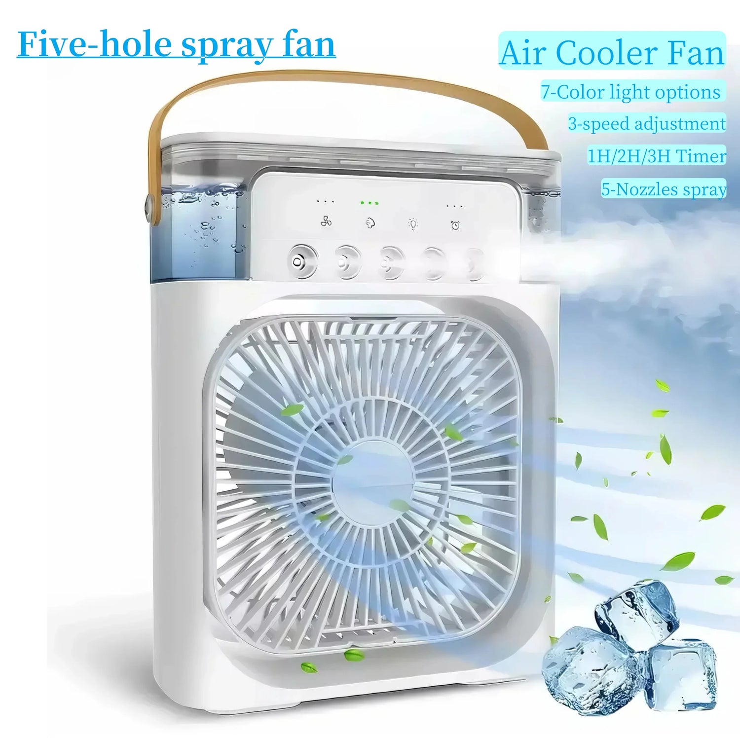 Fan Cooling  Air Cooler with LED Night Light and 5-Hole Humidifier