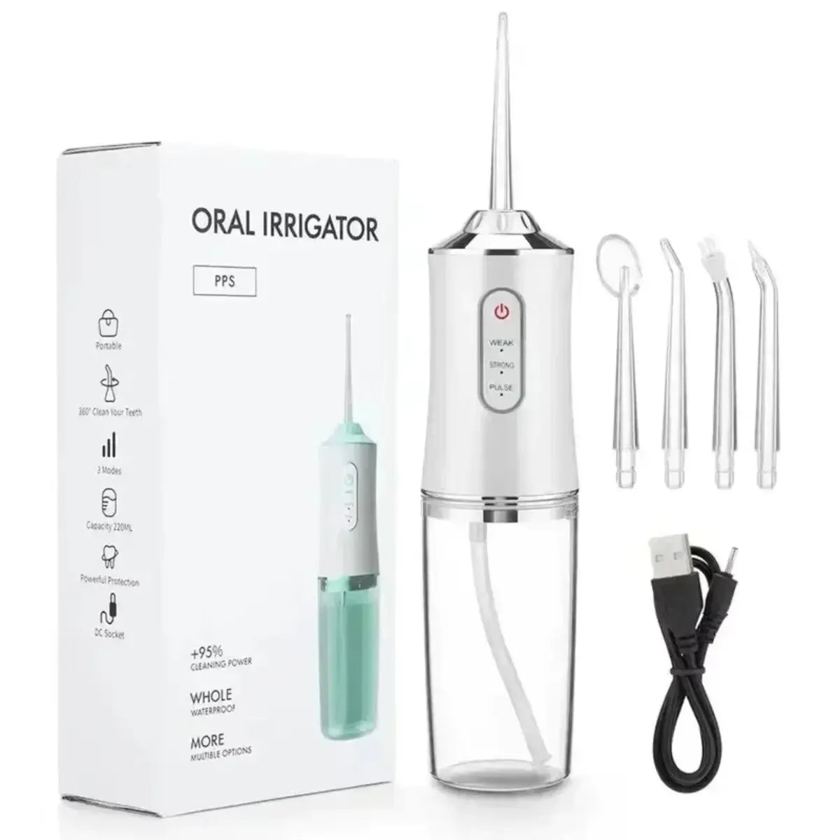 USB Charging Dental Sprayer with 3 Modes and 4 Nozzles for Teeth Cleaning