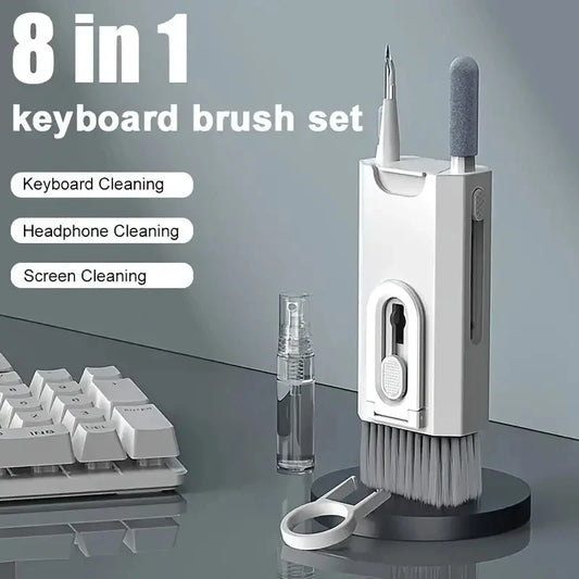 8 in 1 Keyboard Cleaning Kit, Earphones Cleaner, Brush for Airpod, Cleaning Tools for Computer Tablet Laptop TV Screen Mobile Phone 